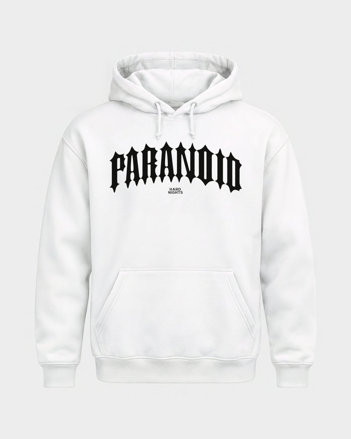 Paranoid Snake – Basic Hoodie in Weiß, Frontprint – Hard Nights