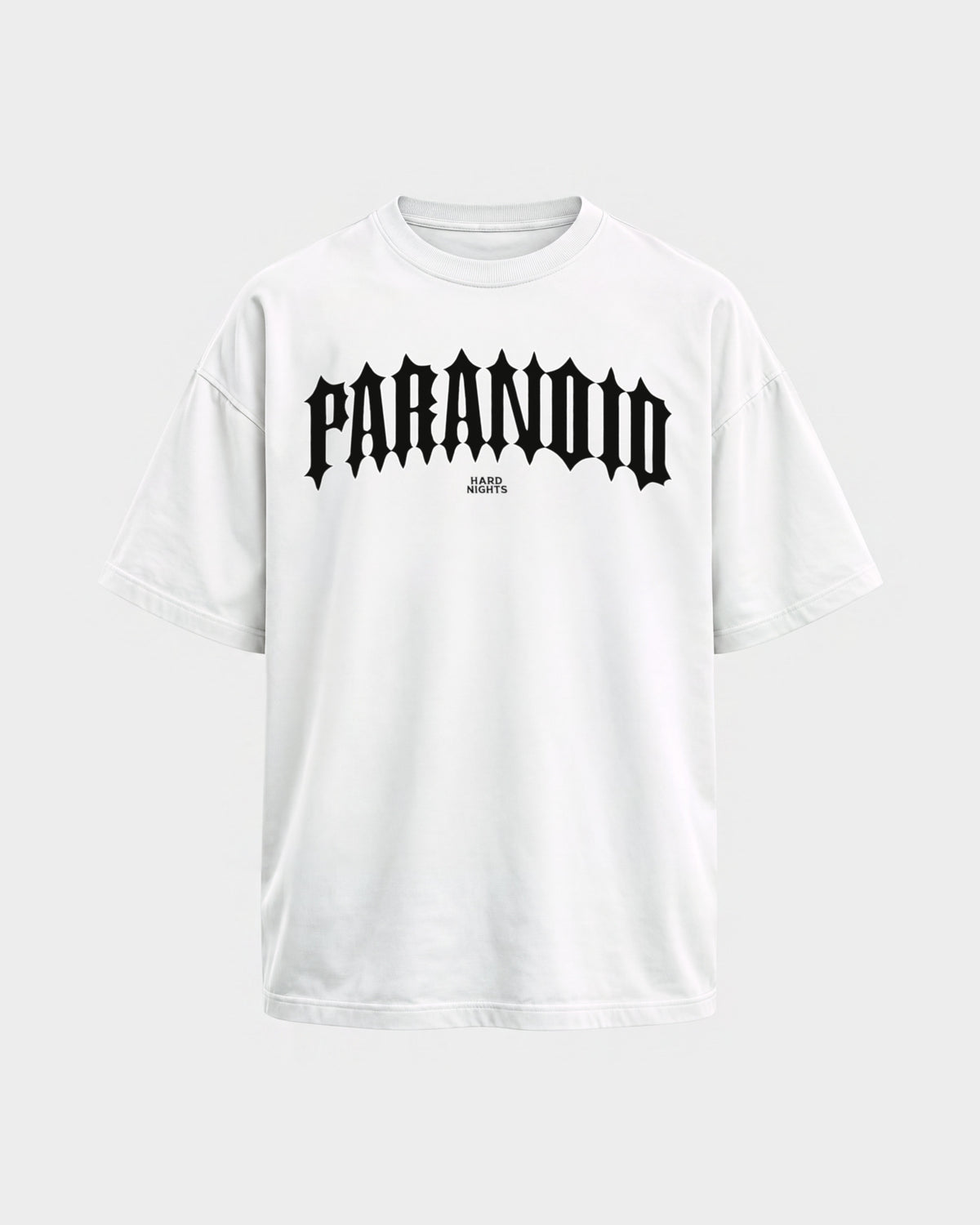 Paranoid Snake – Oversized Shirt in Weiß, Frontprint – Hard Nights