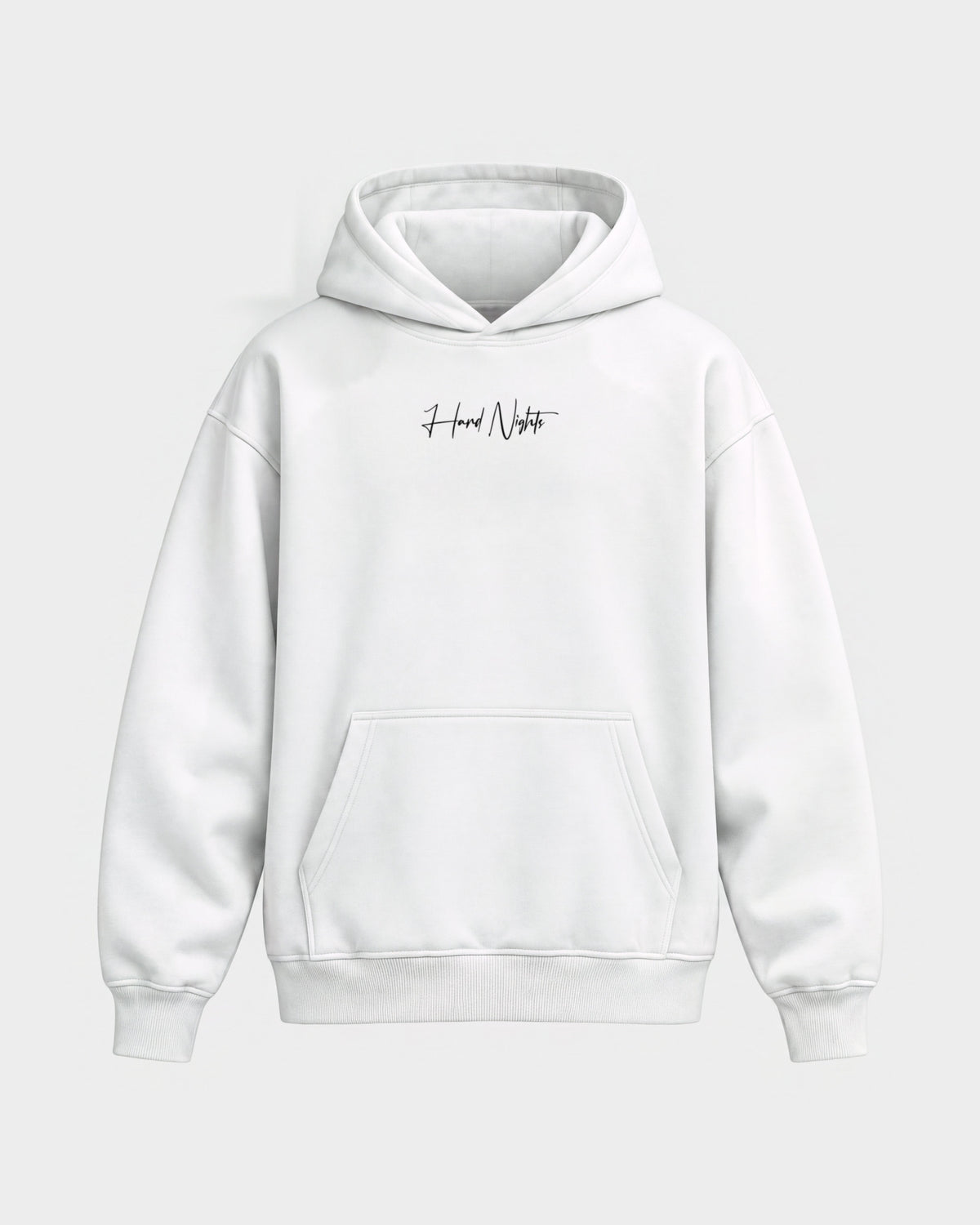 Passion – Oversized Hoodie in Weiß, Frontprint – Hard Nights