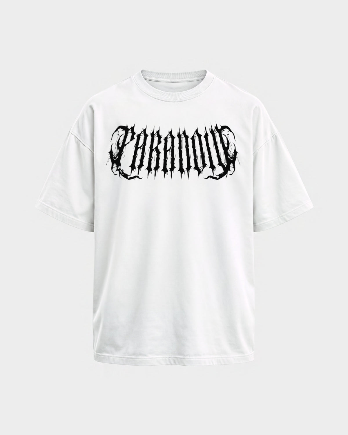 Rave Society – Oversized Shirt in Weiß, Frontprint – Hard Nights