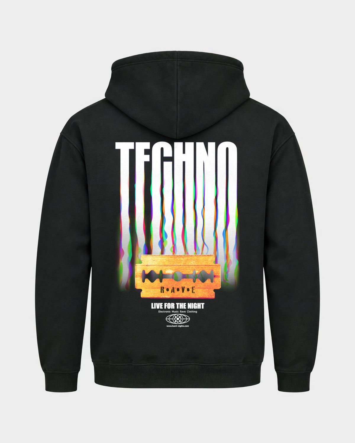 Razor Blade – Basic Hoodie in Schwarz, Rückenprint – Hard Nights