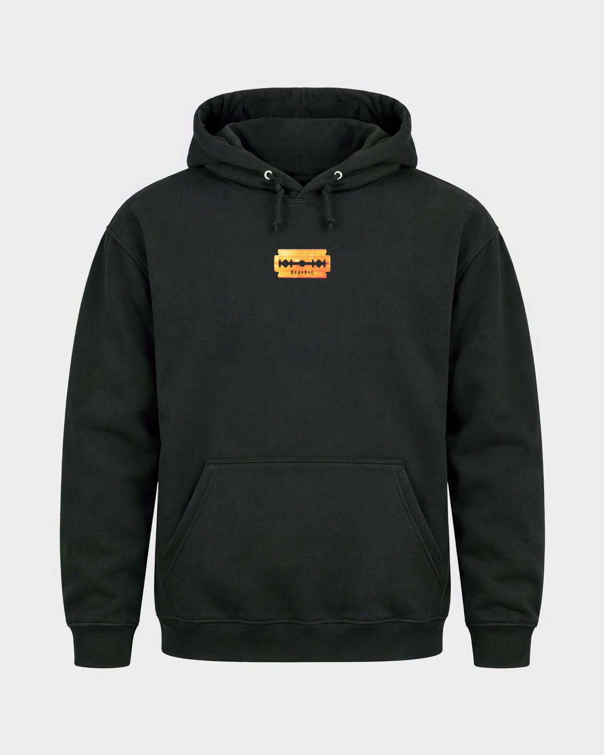 Razor Blade – Basic Hoodie in Schwarz, Frontprint – Hard Nights