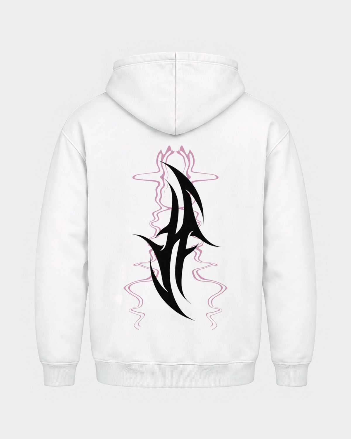 Reborn After Midnight – Basic Hoodie in Weiß, Rückenprint – Hard Nights