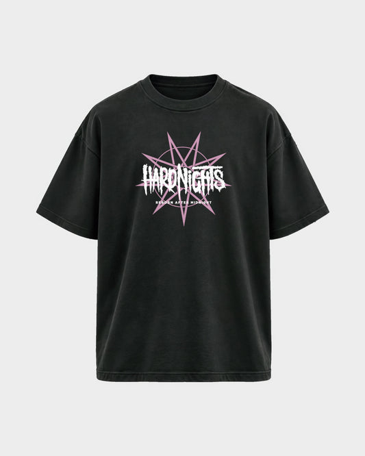 Reborn After Midnight – Oversized Shirt in Schwarz, Frontprint – Hard Nights