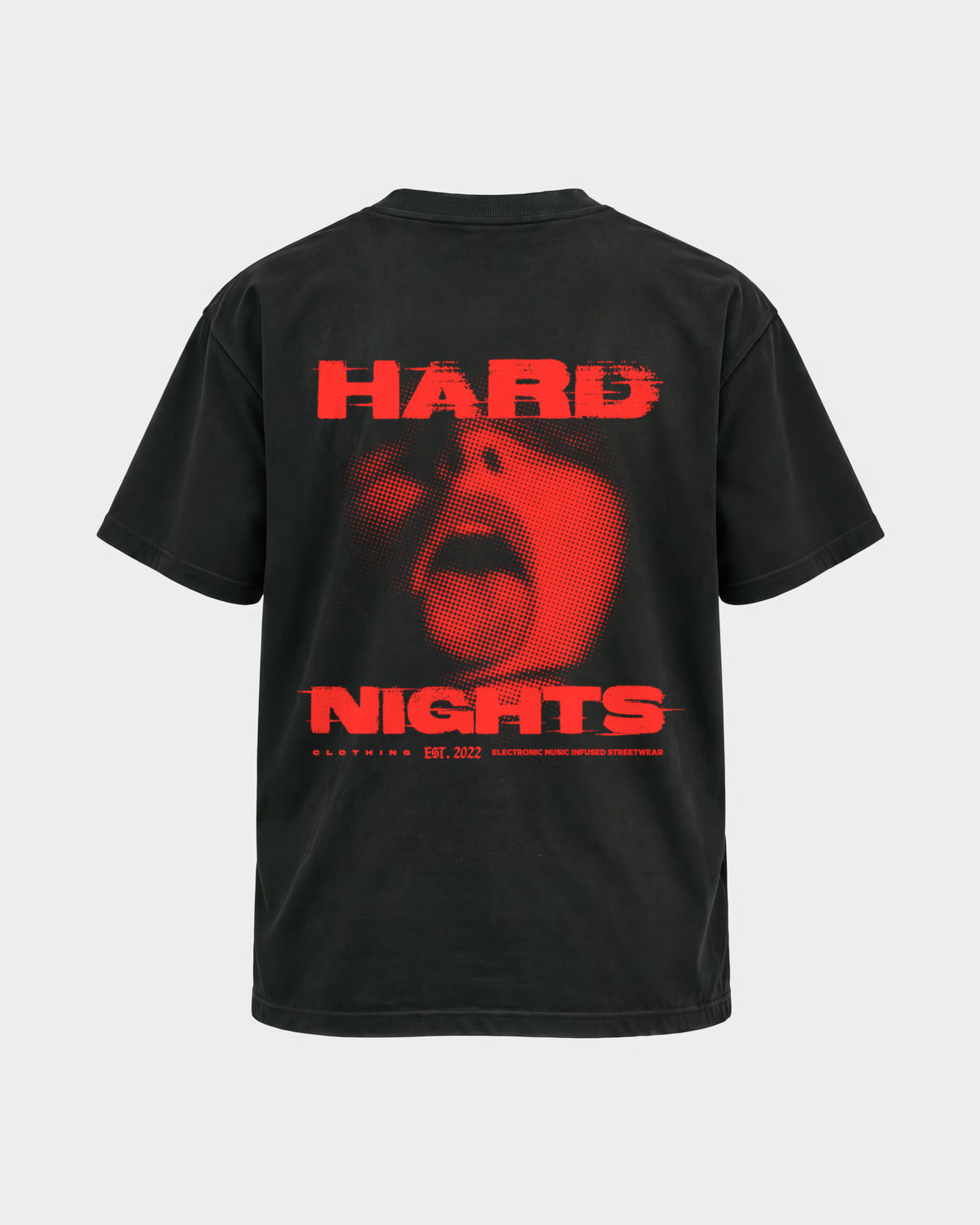Red Face – Basic Shirt in Schwarz, Rückenprint – Hard Nights