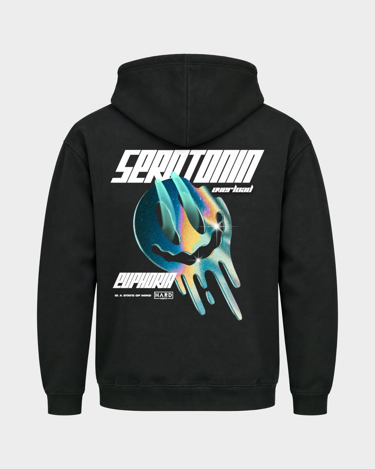 Serotonin Overload – Basic Hoodie in Schwarz, Rückenprint – Hard Nights