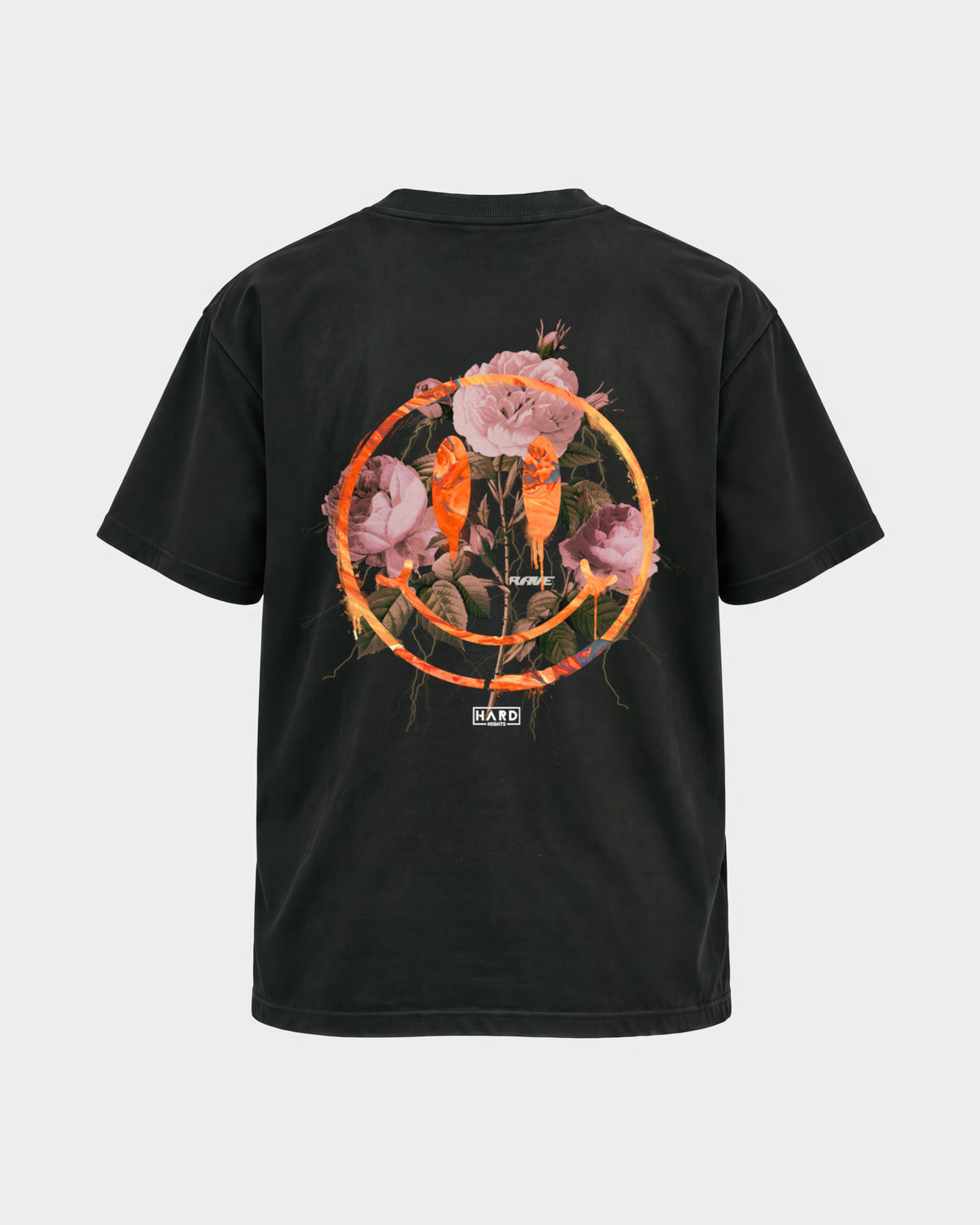 Smiley – Basic Shirt in Schwarz, Rückenprint – Hard Nights