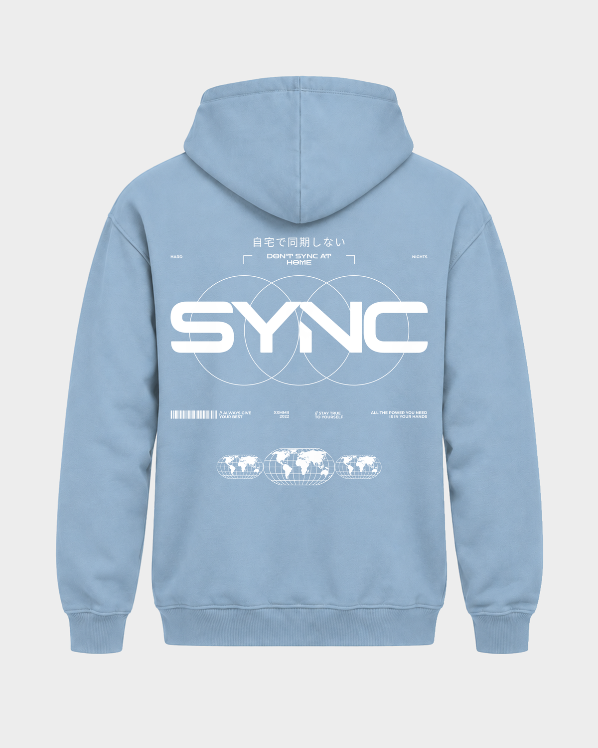 SYNC – Basic Hoodie in Sky Blue – Rückansicht
