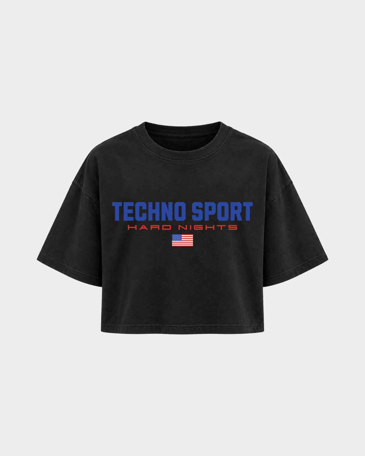 Techno Sport – Crop Top in Schwarz – Vorderansicht