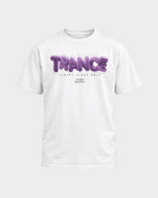 Trance – Basic Shirt in Weiß, Frontprint – Hard Nights