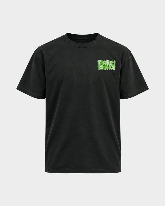 Trancy Bouncy Green – Basic Shirt in Schwarz, Frontprint – Hard Nights