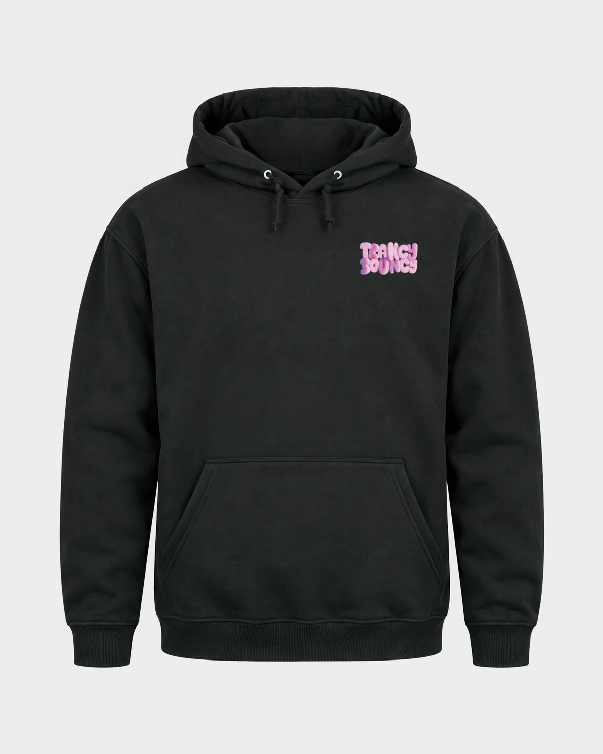 Trancy Bouncy Pink – Basic Hoodie in Schwarz, Frontprint – Hard Nights