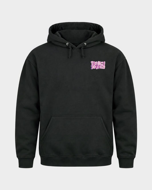 Trancy Bouncy Pink – Basic Hoodie in Schwarz, Frontprint – Hard Nights