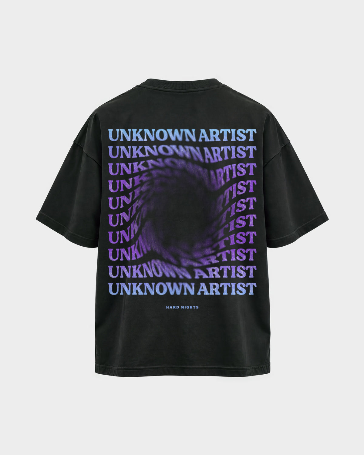 Unknown Artist Hole – Oversized Shirt in Schwarz, Rückenprint – Hard Nights