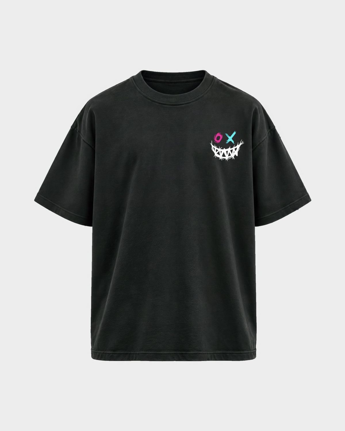 XOXO Smile – Oversized Shirt in Schwarz, Frontprint – Hard Nights