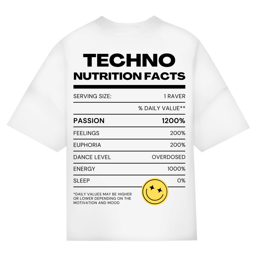Techno Nutrition Facts Oversized Shirt aus Bio-Baumwolle | White 