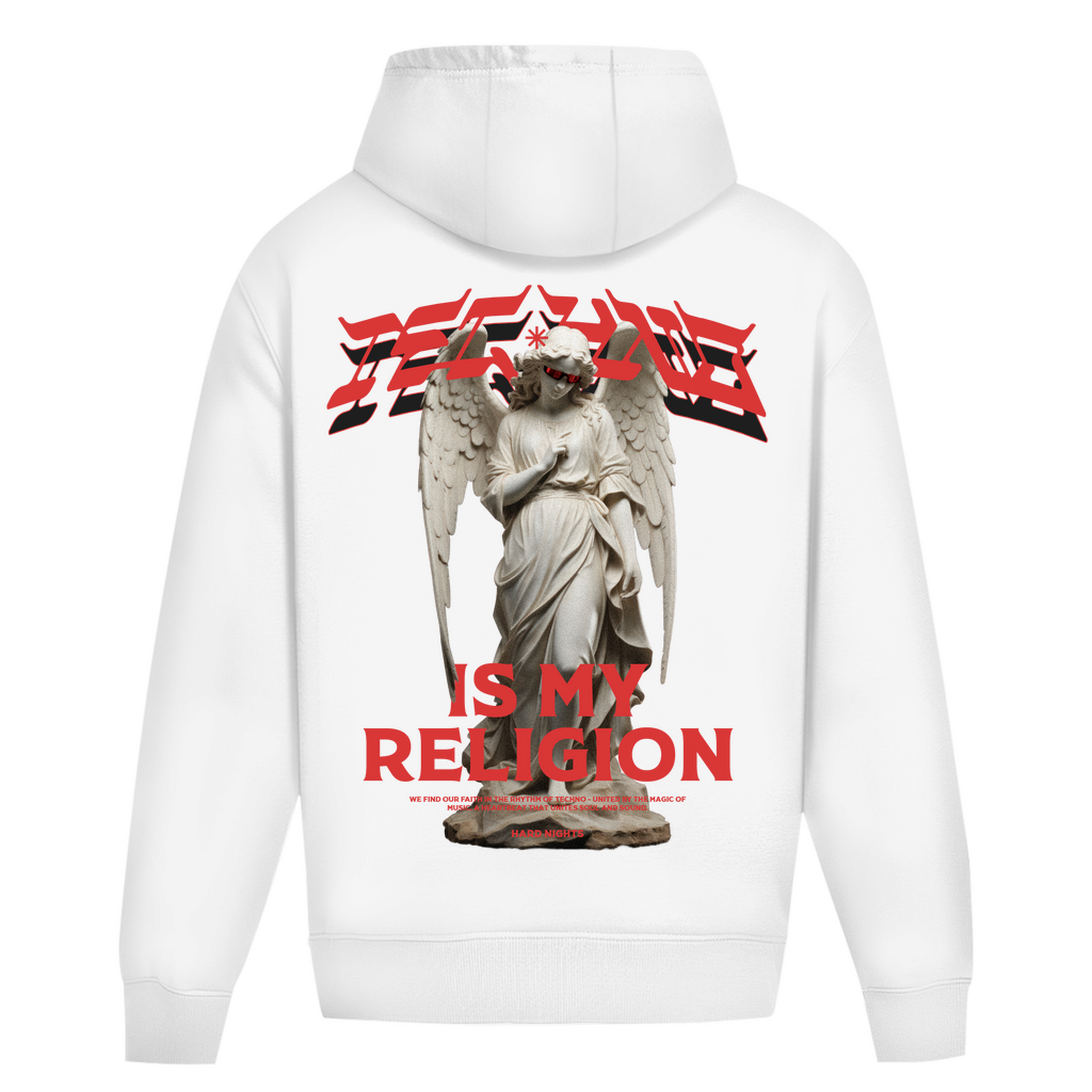 Techno Oversized Hoodie aus 100% Baumwolle | Arctic White