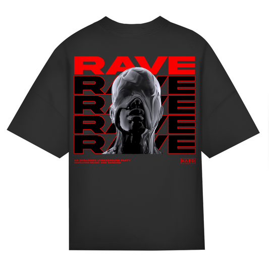 Rave Rave Rave – Koszulka oversize | Czarny