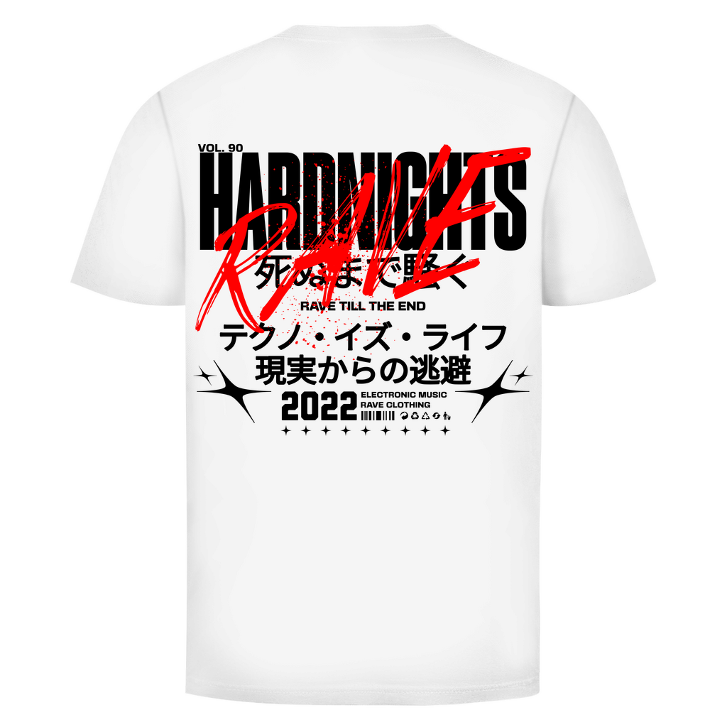 Rave T Shirt aus Bio-Baumwolle für Techno-Looks | White