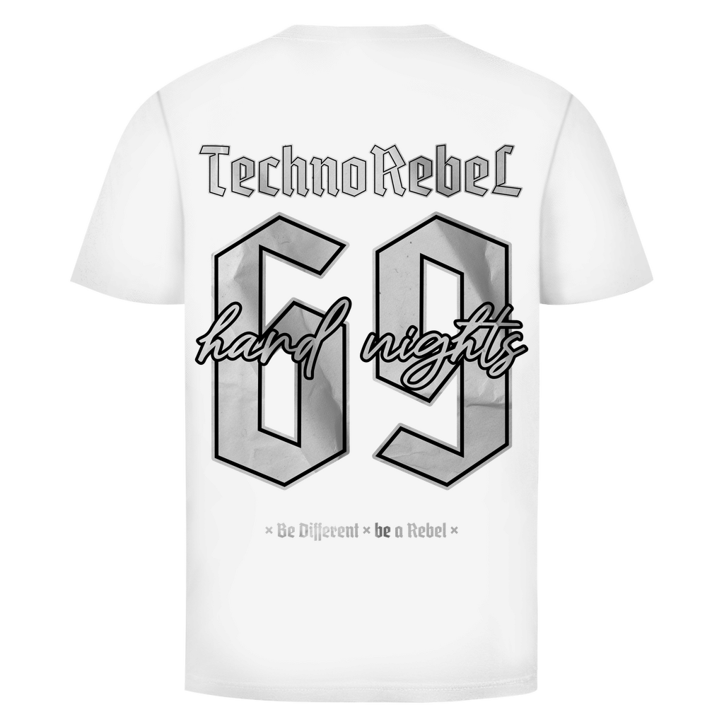 Techno Rebel 69 Basic Shirt aus Bio Baumwolle | White