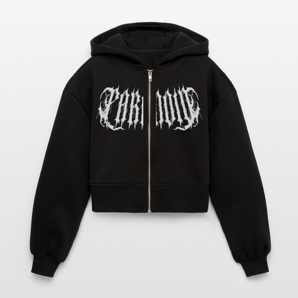 Paranoid (Oversized Cropped Hoodie) - Schwarz