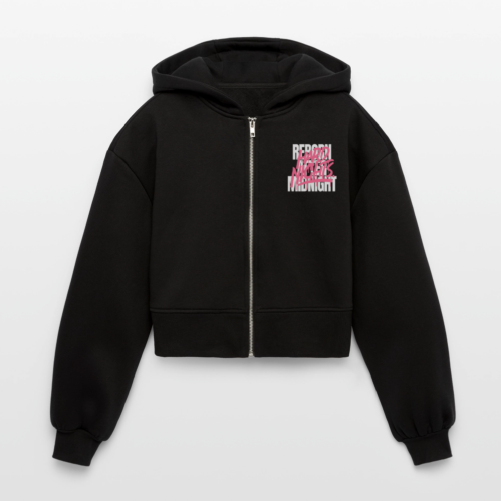 Rave reborn system (Oversized Cropped Hoodie) - Schwarz