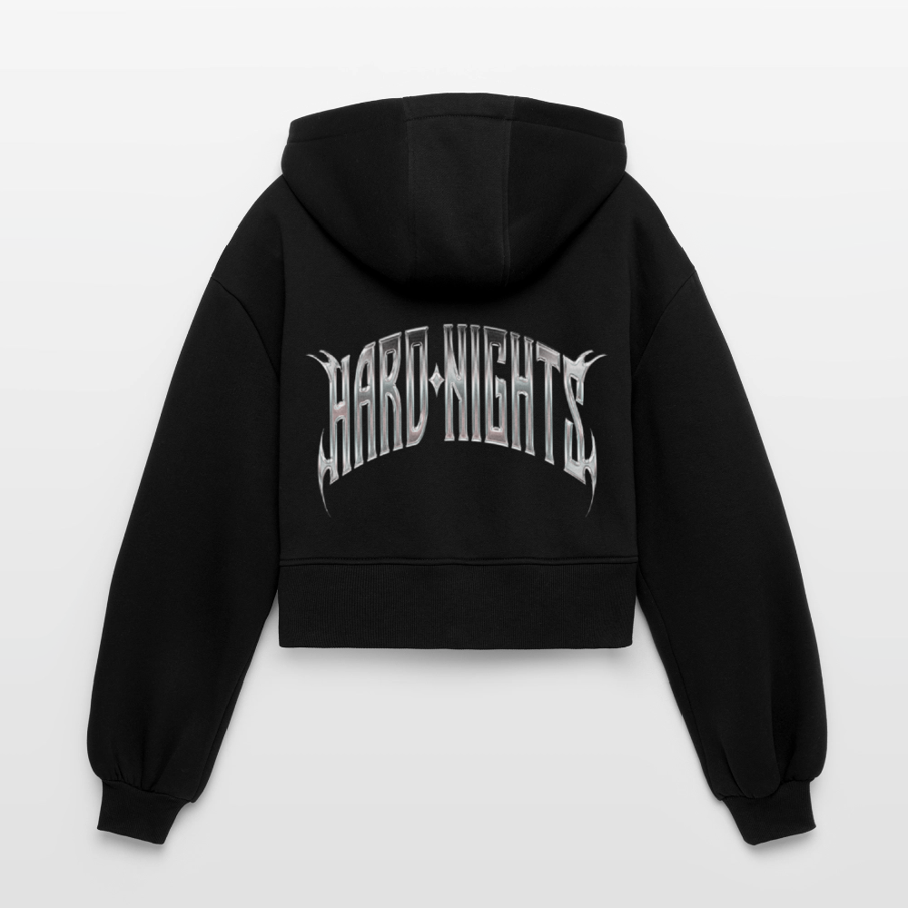 Ax Hard Nights (oversized cropped hoodie) - Schwarz