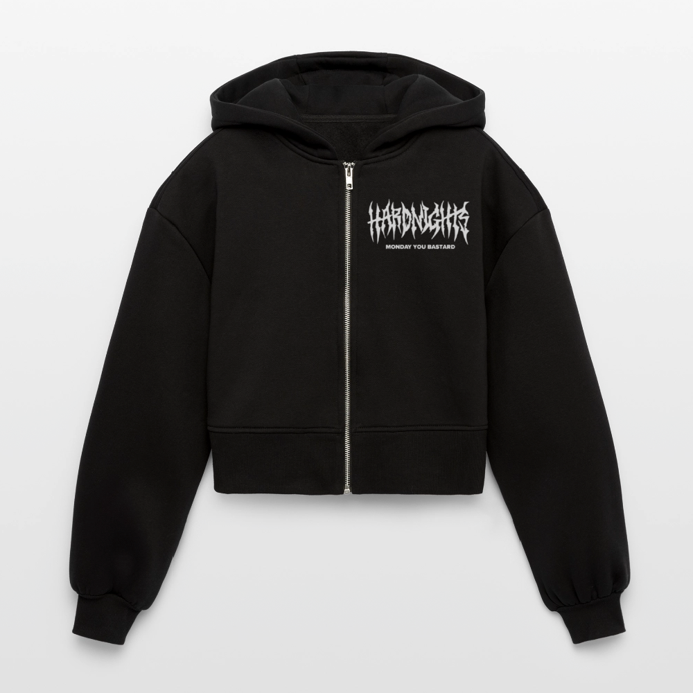 Monday you Bastard (Oversized Cropped Hoodie) - Schwarz