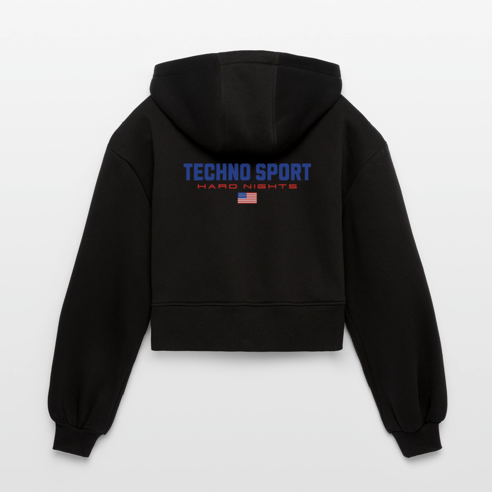 Techno Sport (Oversized Cropped Hoodie) - Schwarz