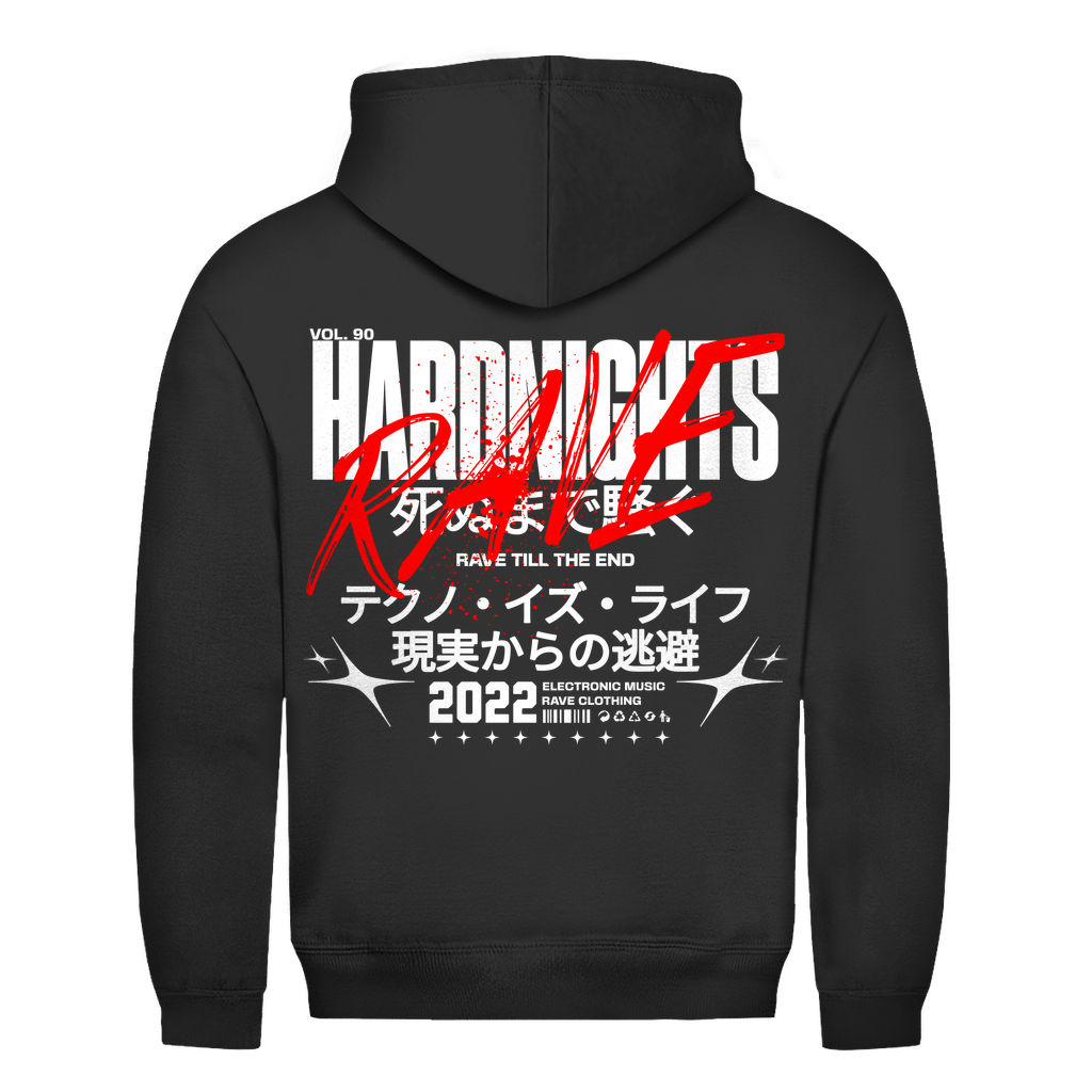 Rave till the end Basic Hoodie | Jet Black