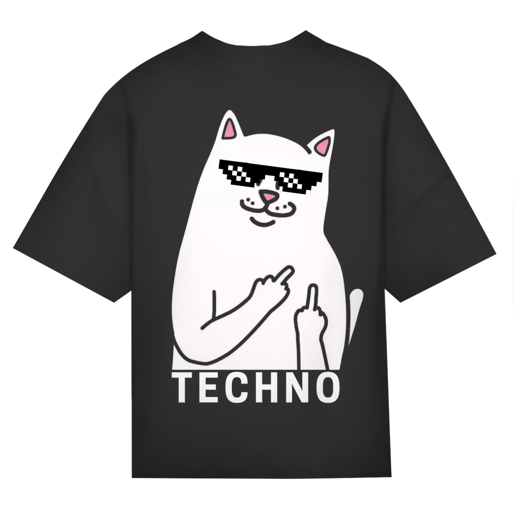 Techno Cat Oversized Shirt aus Bio-Baumwolle