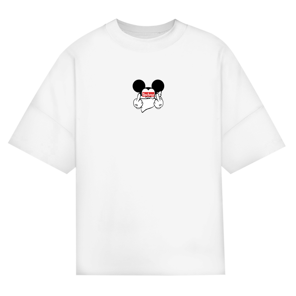 Techno Mouse Oversized Shirt aus Bio-Baumwolle | White