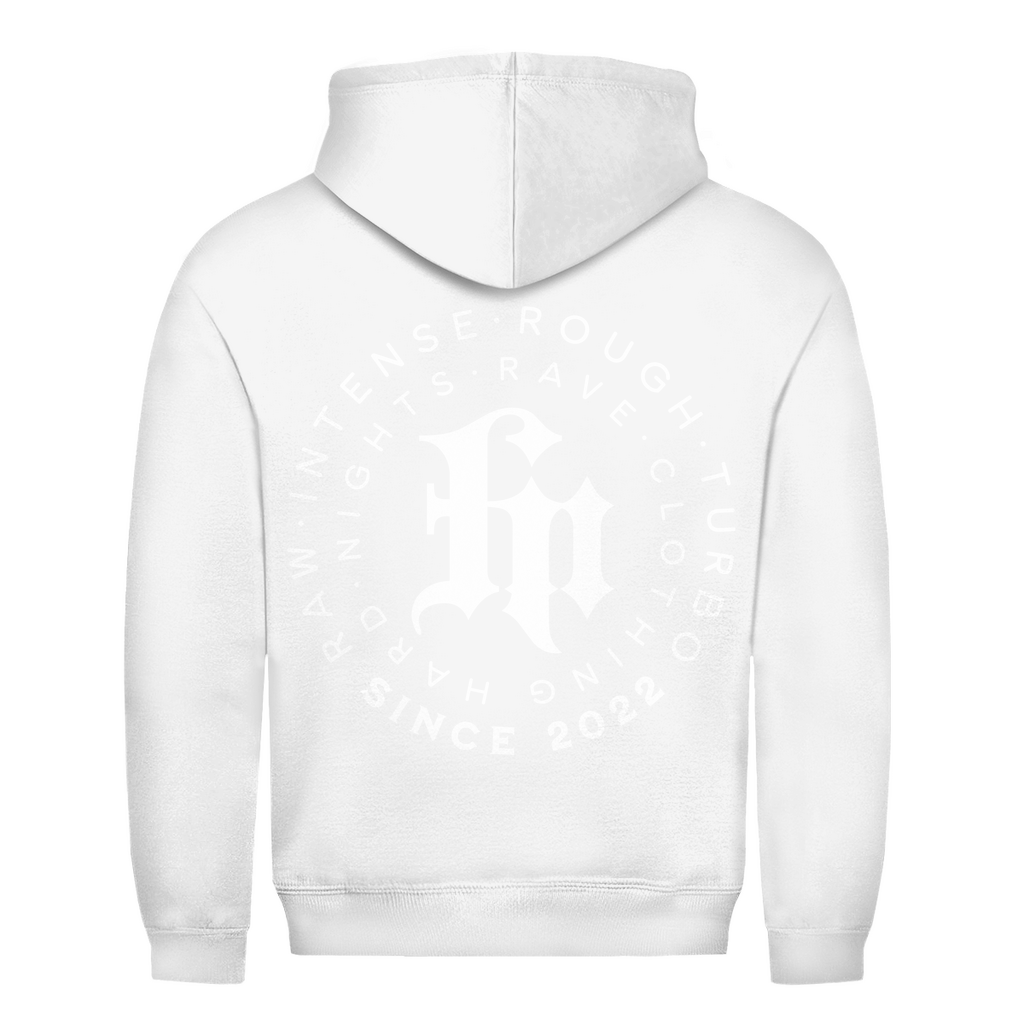 RAW Basic Hoodie aus Baumwolle für Techno und Rave | Arctic White