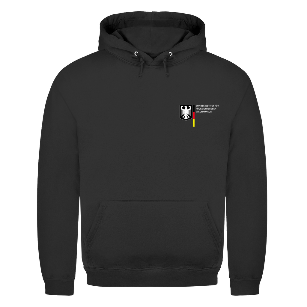 Unisex Basic Hoodie mit doppellagiger Kapuze, Techno Stil | Jet Black
