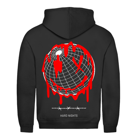 Smiley World – Felpa con cappuccio basic, per look techno e rave | Nero intenso
