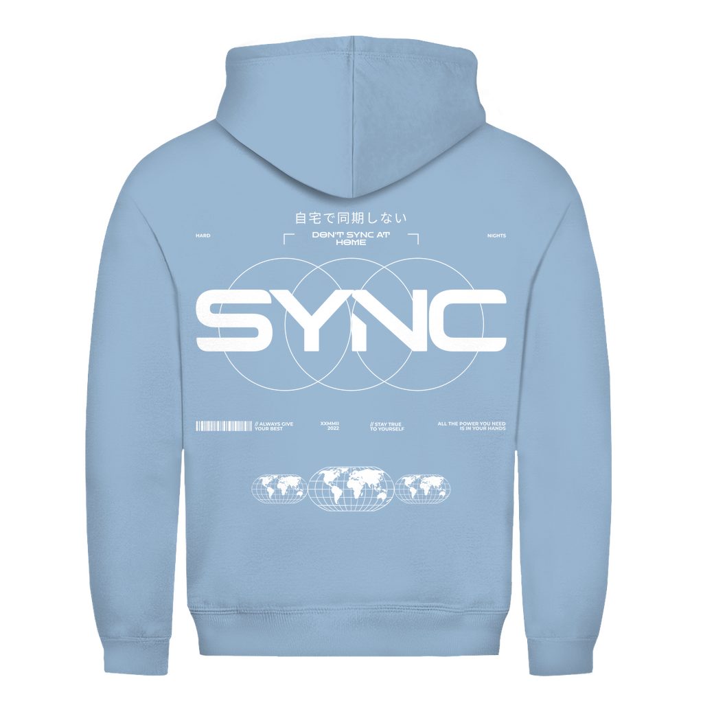 SYNC Basic Hoodie - Techno Hoodie aus 100% Baumwolle | Sky Blue