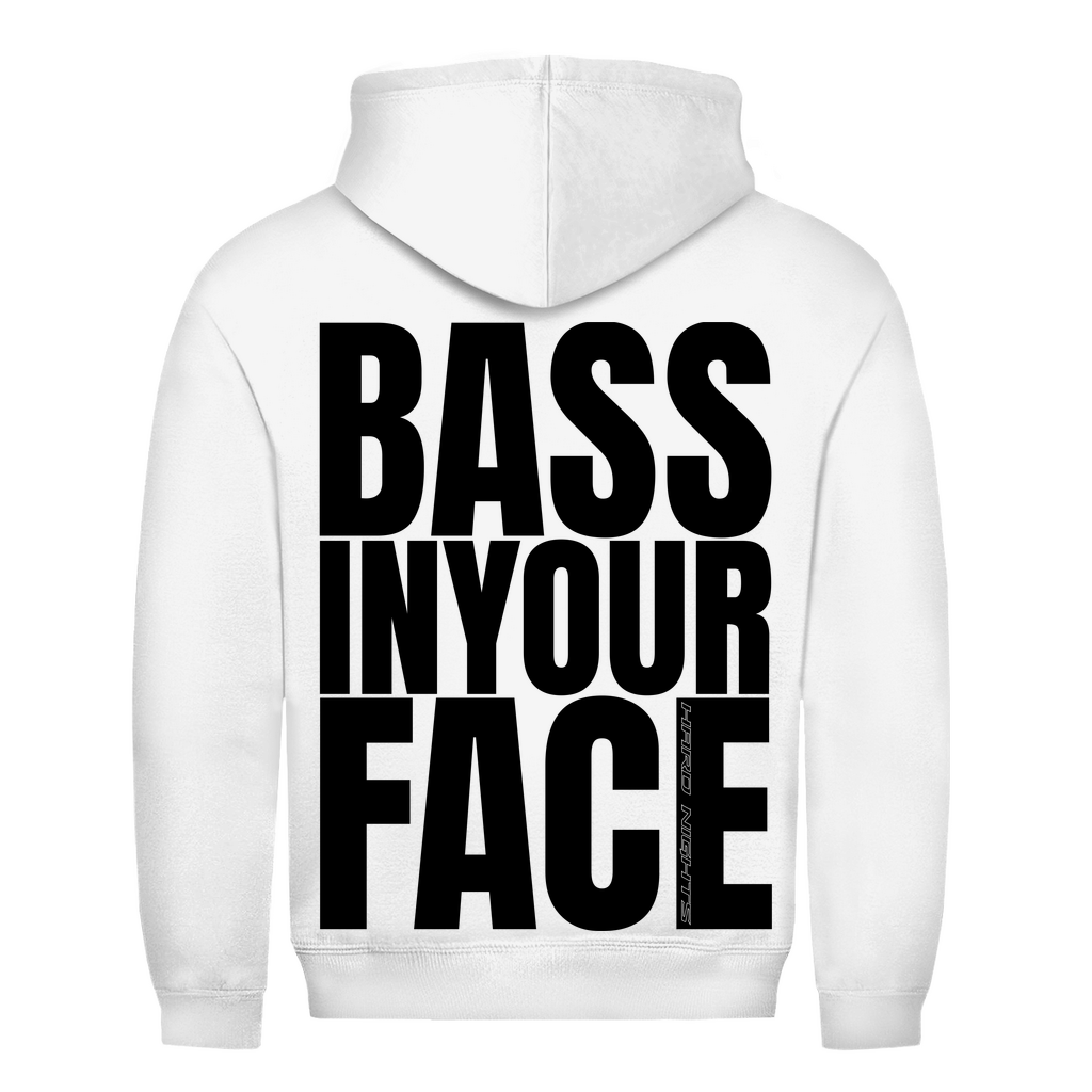 Bass in Your Face - Unisex Techno Basic Hoodie : Arctic White

