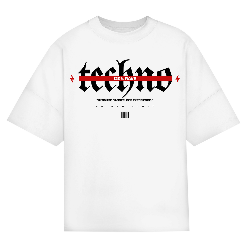 Oversized Shirt aus Bio-Baumwolle für Techno und Rave | White