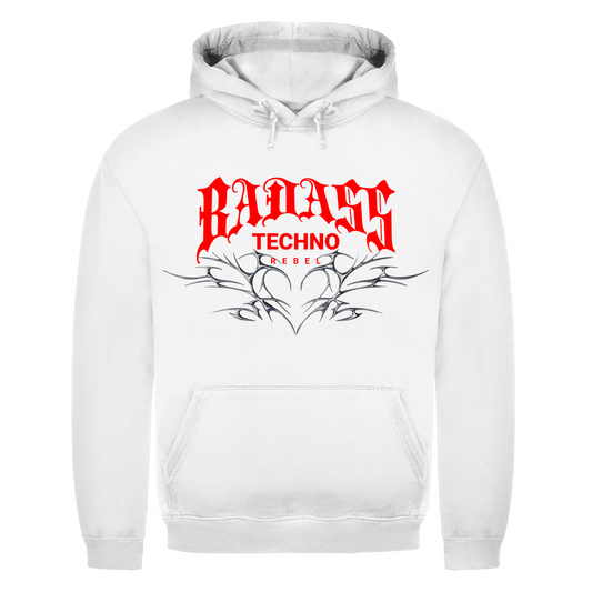 Bluza z kapturem, unisex, z bawełny, do stylizacji techno, rave i streetwear | Arktyczna biel