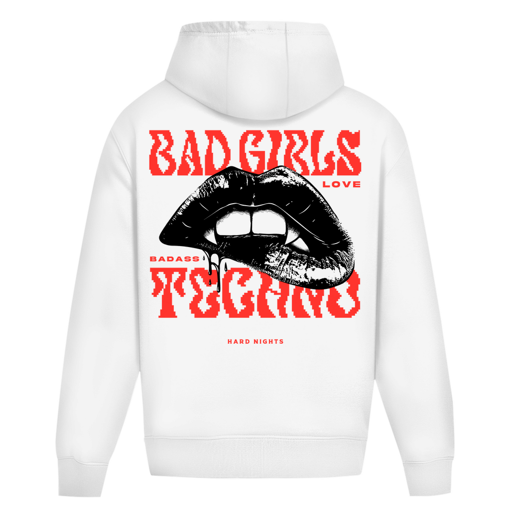 Techno Hoodie aus Baumwolle für Unisex Oversized Passform | Arctic White