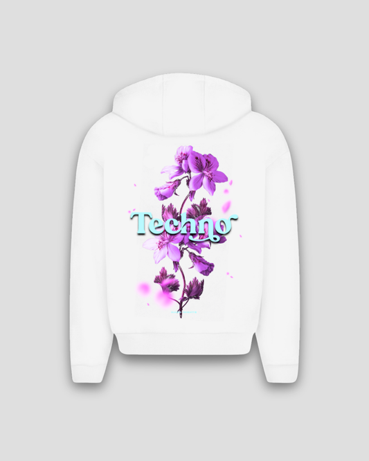 Techno Flowers – Sudadera oversize con cremallera