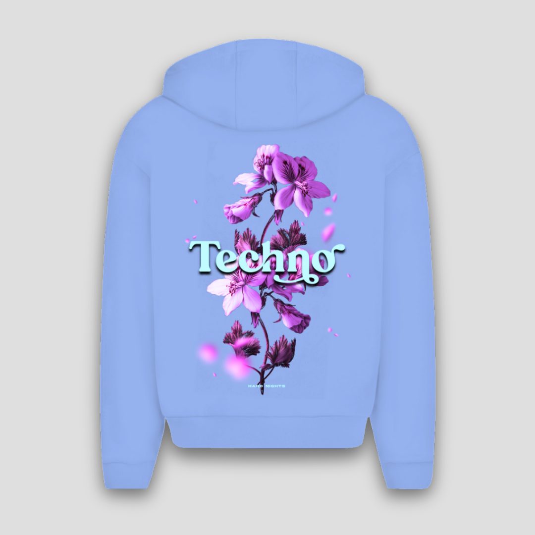 Techno Flowers (Oversized Zipper Hoodie)