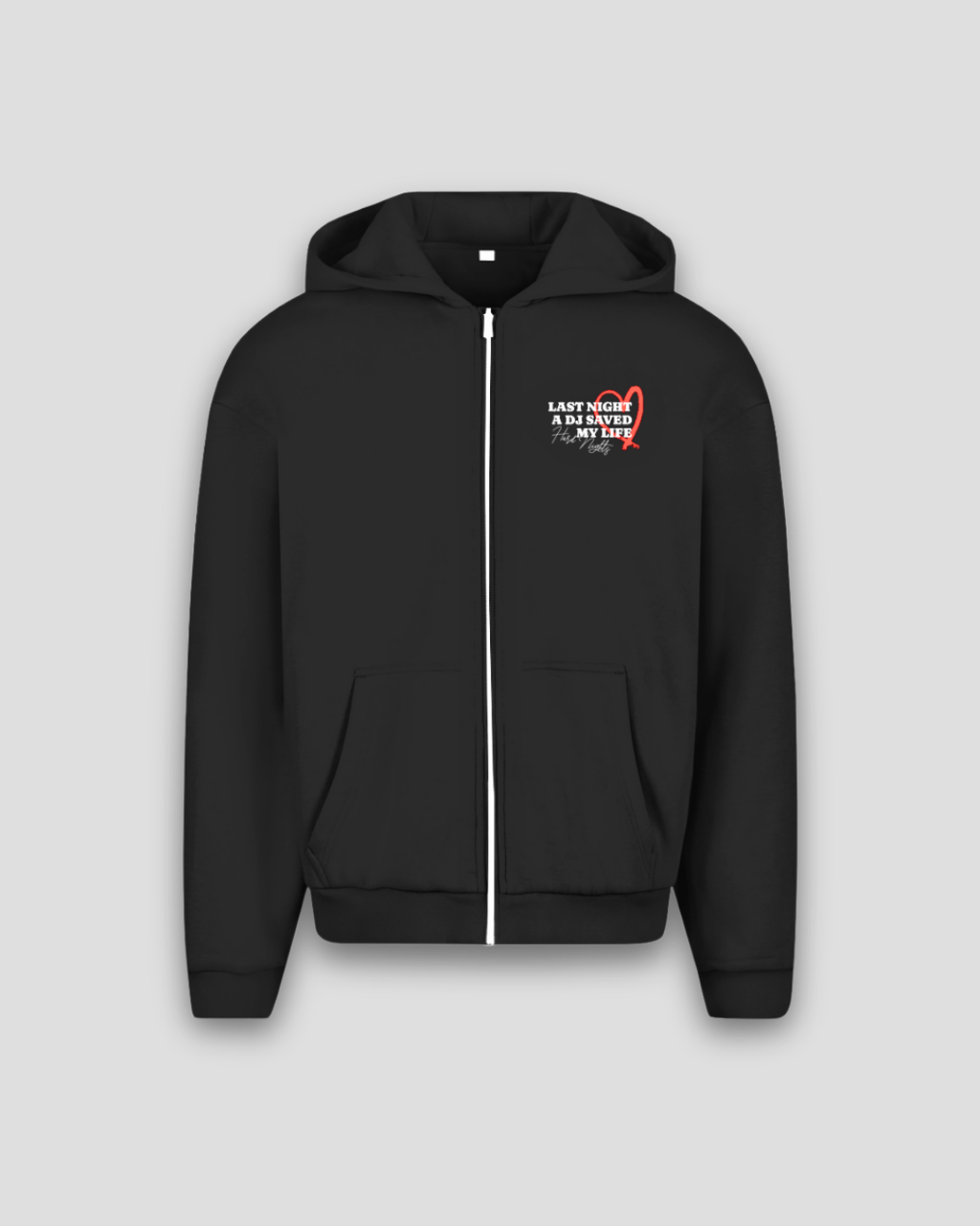 Včera v noci mi DJ zachránil život (nadměrná mikina se zipem)