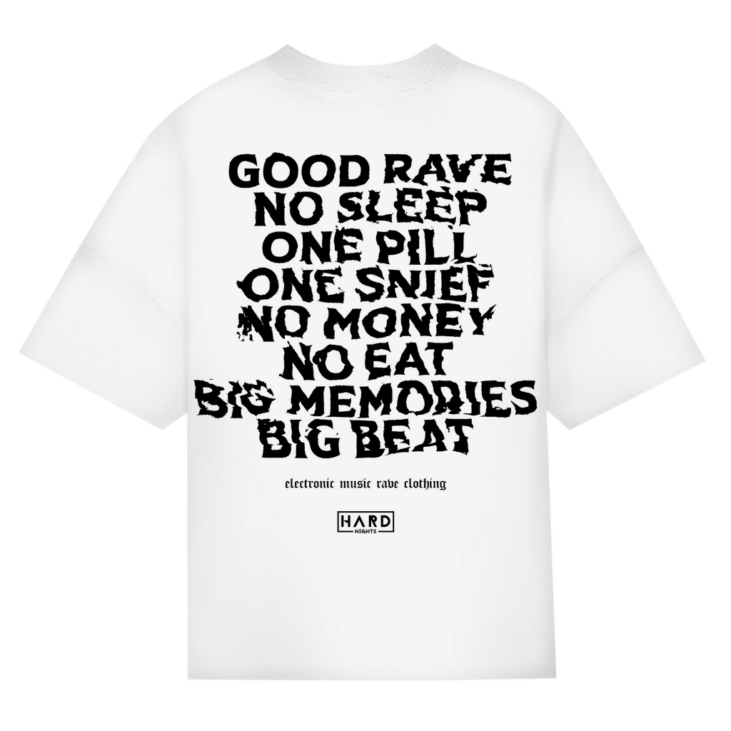 Techno Oversized Shirt und Rave Oversized T Shirt | White