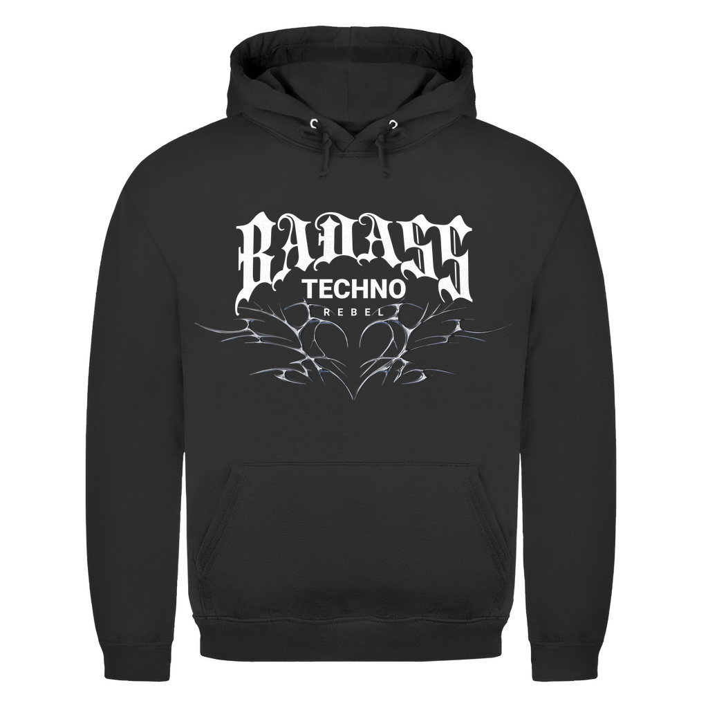 Sudadera con capucha, unisex, de algodón, para looks techno, rave y streetwear | Negro azabache