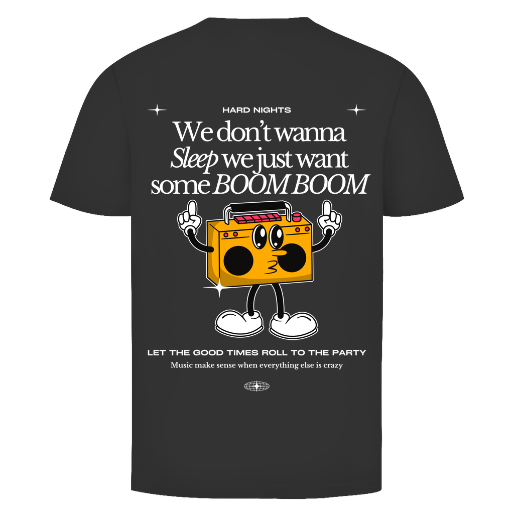 Boom Boom basic T-shirt – unisex katoenen T-shirt: Zwart