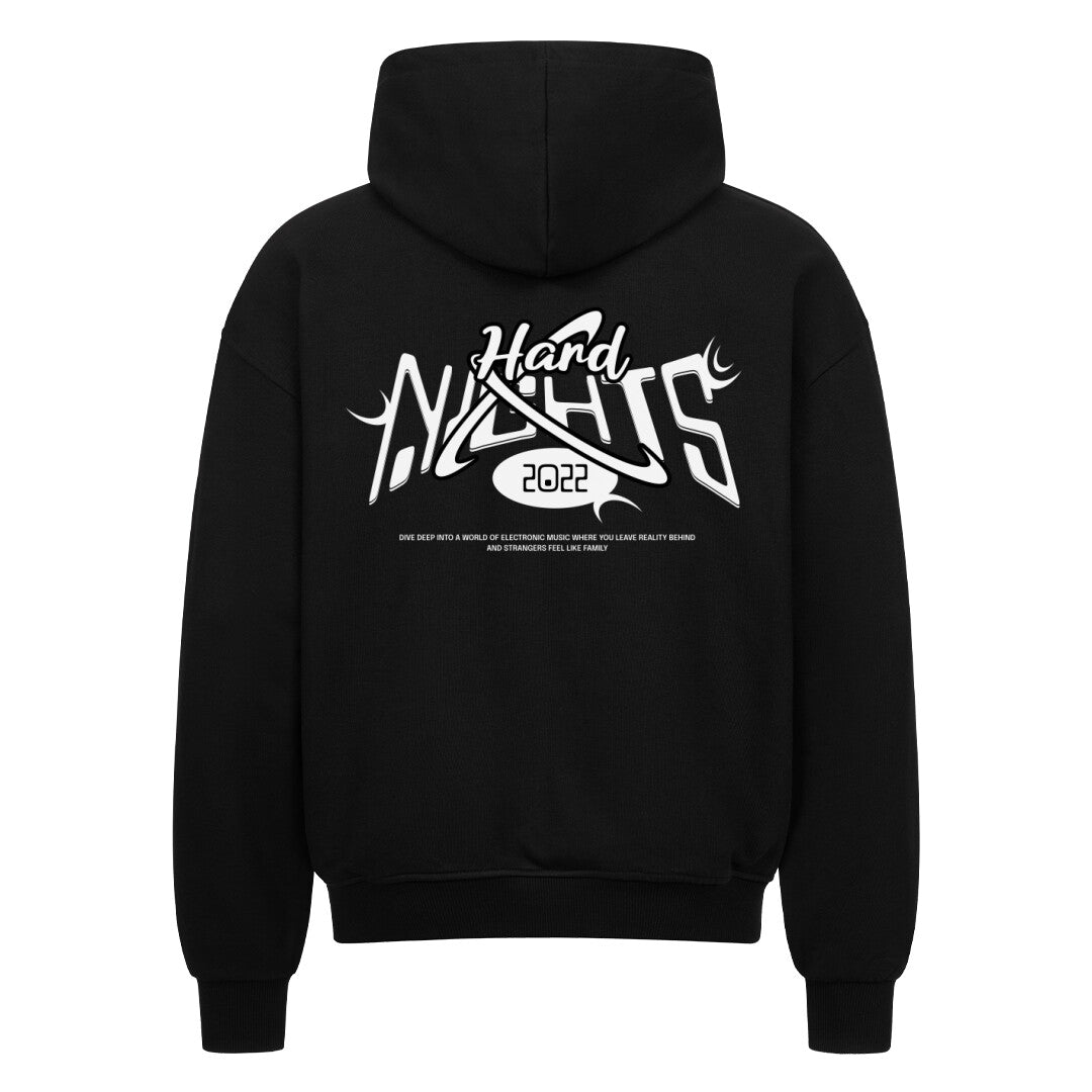 World of Hard Nights Oversized Zipper Hoodie mit Backprint | black 
