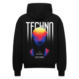 Techno Mind Oversized Zipper Hoodie mit Backprint