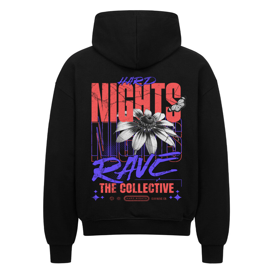 Collective Oversized Zipper Hoodie für Techno Events | Black