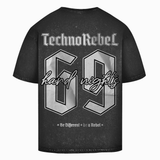 Techno Rebel 69 (oversized overhemd met zuurwassing)